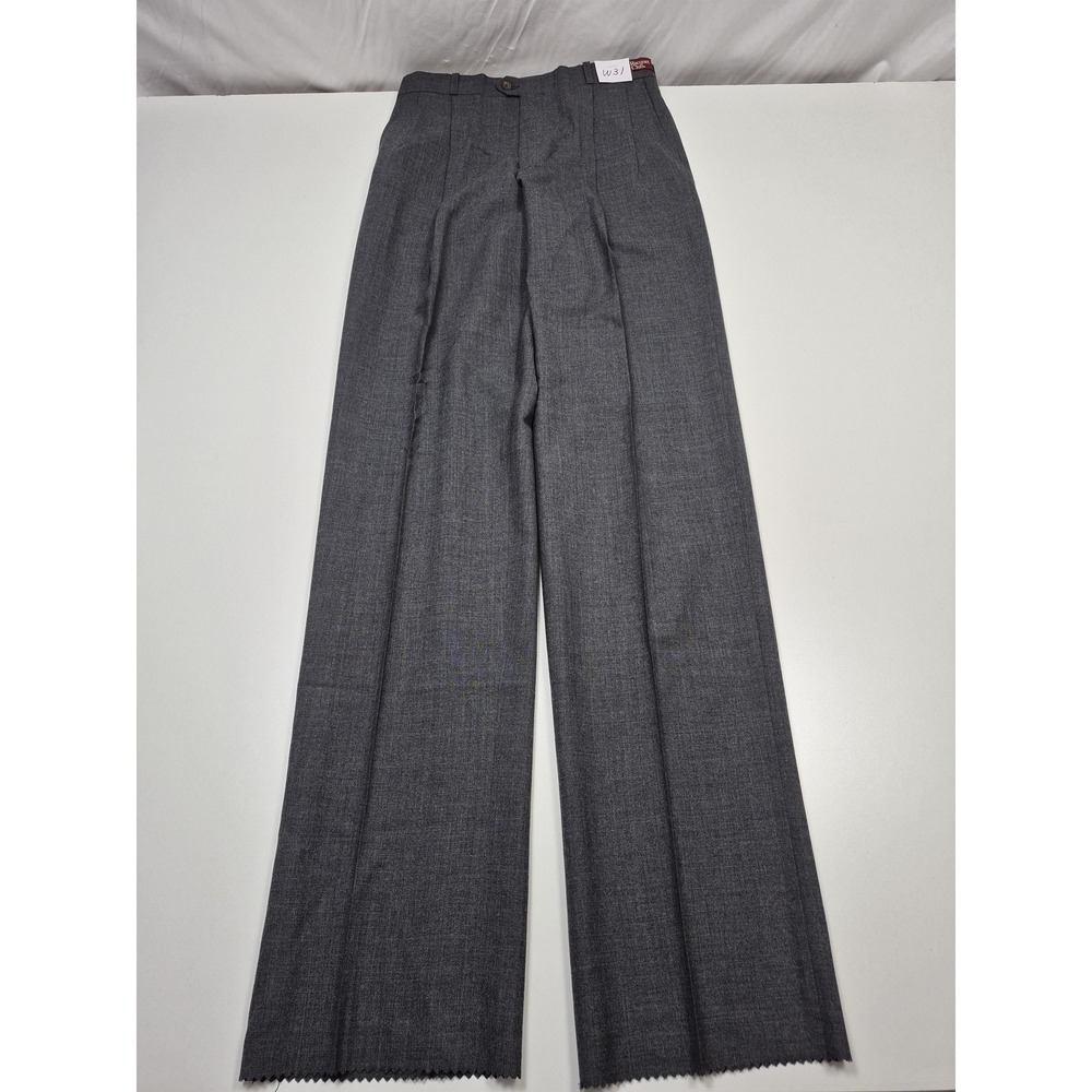 Racquet Club Dress Pants Mens 31x36 Gray Pleated Straight Classic NWT Unhemmed